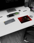 Hellsing Alucard 14x10 inches anime mouse pad, grinning in red coat with pistol, marked glove, and tie.