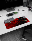 28x12 inches anime mouse pad showing Alucard grinning, hair like smoke, firing a pistol amid crimson seals.