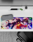 Anime mouse pad 32x12 inches featuring Megumin and Komekko from KonoSuba, vibrant colors and magical energy.