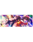 Anime mouse pad 32x12 inches featuring Megumin and Komekko from KonoSuba in vibrant purples and pinks, ready for magic.