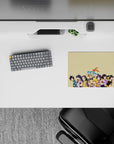 14x10 inches anime girl mouse pad in teal, purple, black, and honey-blonde pastels with sugar-rush fun vibe.