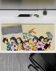 Cute pastel anime mouse pad 32x16 inches with teal twin-tails, bright colors, and sugar-rush fun vibe.