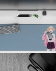 Striking 36x16 desk pad highlights Himiko Toga's casual street style with a dangerous twist for anime enthusiasts