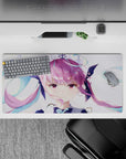 32x16 inches pastel kawaii desk mat in soft pink and teal, dreamy idol vibe with glossy sparkles.