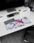 28x12 inches anime girl mouse pad featuring a cute idol with pouty gaze, pink twin-tails, teal ribbon accents.