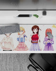 Pastel anime girl desk pad 36x16 inches, soft comfort vibe, crisp linework, smooth glide.
