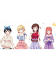 Anime girl desk pad 36x16 inches with four cute heroines on a clean white background.