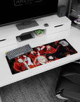 32x12 inches anime girl mouse pad showing pale twin-braid girl leaning close beside smiling dark-haired girl.