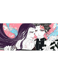 Demon Slayer desk pad with Tanjiro and Nezuko Kamado, 36x16 inches, featuring bold colors and intricate details of their fierce expressions.