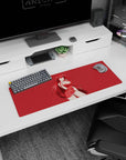 Rias Gremory anime mouse pad, 32x12 inches, features her iconic silhouette and crimson hair on a bold red background.