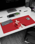 Rias Gremory desk pad, 36x16 inches, features her silhouette in a flirty red dress, perfect for High School DxD fans.