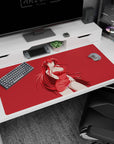 Rias Gremory 40x20 inch anime desk pad, featuring her silhouette in a red dress on a minimalist red background.