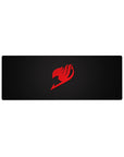32x12 inches anime mouse pad with crimson guild emblem on deep charcoal black minimalist desk mat.
