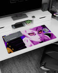 Modern 32x16 inches mouse pad with Kira's Stand from JoJo’s Bizarre Adventure, showcasing its eerie calm and purple aura.