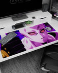 Large 40x20 inches desk pad featuring Kira's Stand, exuding power with menacing eyes and a purple aura.