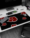 Naruto Akatsuki-themed desk pad 40x20 inches showing the iconic red cloud banner across black.