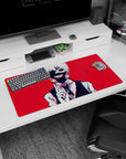 Tokyo Ghoul anime mouse pad, 32x16 inches, featuring Kaneki's iconic grin and glowing eye against a blood-red background.