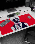 Tokyo Ghoul desk pad 40x20 inches featuring Kaneki's iconic grin against a blood-red void, perfect for anime fans.