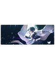 32x12 inch mouse pad featuring Shinobu Kocho dancing gracefully under the moonlight with butterfly accents