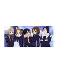K-On! anime girl mouse pad 28x12 inches with the five friends bundled in winter coats and scarves at night.