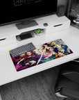 Dynamic Ishtar Ereshkigal artwork on 28x12 mouse pad perfect for celebrating their iconic goddess duel