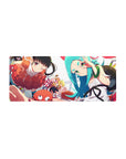 28x12 inches anime girl mouse pad with Monogatari-inspired characters, candy shapes, smooth tracking.
