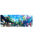 Yu Yu Hakusho stadium team lineup anime mouse pad, green training uniforms under blue sky, 32x12 inches.