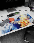 Large 40x20 inches desk pad featuring Todoroki’s intense power, with fire and ice colliding in a vibrant, dynamic scene.