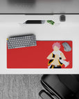 Vivid red Fire Dragon vibe anime mouse pad 28x12 inches, clean lines, high-contrast modern fandom art.