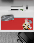 32x12 inches anime mouse pad with vivid red background and fiery vibe, clean graphic lines and attitude.