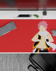 40x20 inches anime desk pad with vivid red background and fiery, high-impact minimalist fandom style.