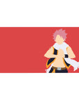 40x20 inches anime desk pad with bold Natsu Dragneel graphic, clean lines, scarf and vest detail.