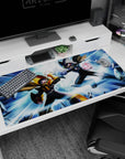 40x20 inches Mega Man Battle Network desk pad showing ProtoMan vs Dark ProtoMan impact scene.