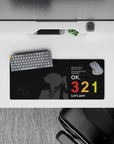 Cowboy Bebop anime mouse pad 28x12 inches featuring Spike's silhouette, bold typography, and iconic countdown design.