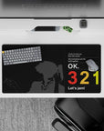 Cowboy Bebop mouse pad, 32x16 inches, featuring Spike's silhouette and neon countdown numbers, perfect for anime fans.