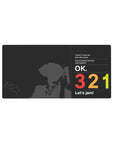 Cowboy Bebop anime mouse pad 32x16 inches featuring Spike's silhouette, bold typography, and neon numbers for a stylish desk.