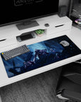 36x16 inches anime desk pad featuring silver-haired warrior with massive sword leading allies on ruins.