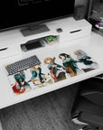 Azusa Nakano with Yui, Mio, Ritsu, and Mugi rehearsal pose anime girl mouse pad 32x16 inches.