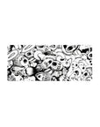 28x12 inches anime mouse pad with chaotic black-and-white screaming faces and twisting limbs manga art.