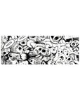 32x12 inches anime mouse pad with chaotic manga-style screaming faces and twisting limbs in dense linework.