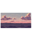 Sunset sky 32x16 mouse pad with soft pink and purple clouds and a fading horizon, creating a peaceful, serene desk environment
