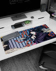 Artistic 36x16 inches desk pad featuring Nezuko Kamado in peaceful slumber, ideal for creating a calming and tranquil environment.