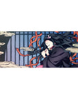 Demon Slayer desk pad featuring Nezuko Kamado in peaceful slumber, 36x16 inches, perfect for fans of tranquility and anime beauty.