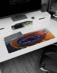 32x12 inches anime mouse pad showing a midnight cloud vortex over a crater, starlike sparks and thin rain lines.