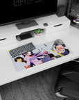 Hitagi Senjougahara and Koyomi Araragi anime girl mouse pad 28x12 inches with tumbling pencils.