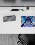 Soft sky-blue dreamy clouds anime mouse pad 14x10 inches, calm magical glow and gentle sparkle.