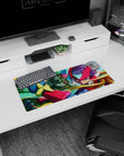 28x12 inches anime mouse pad showing Zero bursting forward beside a green ally, blond hair streaming, close-up action.