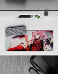 Compact 28x12 mouse pad highlights Zero Two's loyalty and mecha dominance for Darling in the Franxx fans