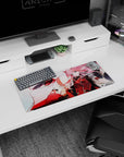 Dynamic Zero Two mecha artwork on 28x12 mouse pad perfect for celebrating raw power and trust