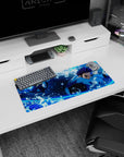 High-performance 28x12 inch mouse pad with Tanjiro Kamado's dynamic water splashes, ideal for gaming setups